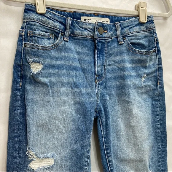 BKE STELLA MID RISE SLIM FIT ANKLE DISTRESSED JEANS - Picture 5 of 12